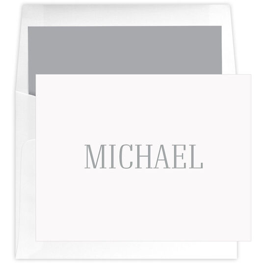 Tall Name Folded Note Cards - Raised Ink